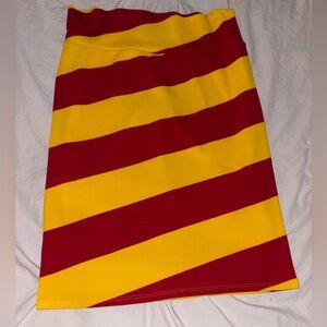 LuLaRoe Yellow and maroon Cassie skirt